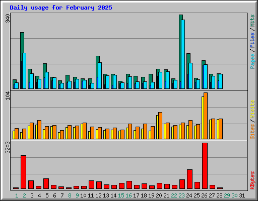 Daily usage for February 2025