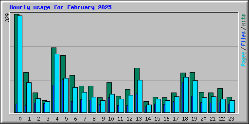 Hourly usage for February 2025